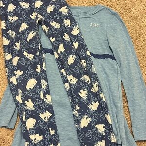 American Girl Light Blue Top with Navy Polar Bear Print Pajama Set